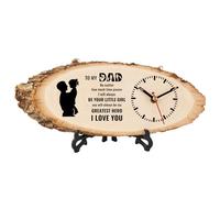 Tulolvae Dad Gifts, 12x4 Inch Log Clock Gifts for Dad from Daughter, Daddy Birthday Presents, Unique Christmas Father's Day Thank You Gifts for Dad, Battery Operated Wall Clock Home Office