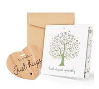 Tulolvae Sympathy Cards, Get Well Soon Gifts for Women, Wooden Heart Card Thinking of You Presents for Men - No Words Just Hugs, Bereavement Cheer Up Grief Inspirational Gifts for Friend Family
