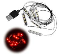 Tulov 6 x LED Downlight Building Block Lamps 1 x 4 USB Operated, Red - Compatible with Bricks, Expandable Plug-In System, Creative DIY Model Lighting for Buildings, Accessories for Building Block