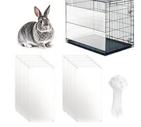 Tulov Pack of 12 Pet Cage Inserts Set 35.6 x 11.5 cm - Transparent Protective Plates with Holes + 100 Cable Ties - Cage Insert for Small Animals such as Rabbits & Guinea Pigs