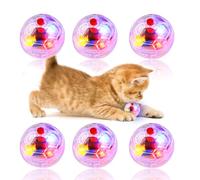 Tulov Pack of 6 Cat Balls, Transparent Luminous Cat Ball Movement Balls, LED Interactive Cat Toy Ball for Cat Sports, Playing