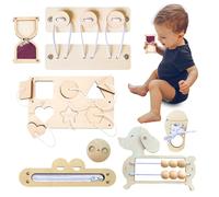 Tulov Pack of 7 Wooden Busy Board Montessori, Montessori Busy Board DIY Accessories with Many Ways to Play, Wooden Montessori Busy Board Accessories, Suitable for Children from 1-6 Years Wooden