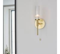 Endon 96163 Talo 1lt Wall Satin brass plate & clear ribbed glass 3W LED G9 (Required)