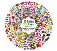 Tulula Kids Stickers: 550+ Puffy, 3D, Multicolor Animal & Alphabet Stickers for Boys & Girls, Ages 2-12, Safe for Skin, Paper, Plastic, Metal; Reusable, Indoor Use