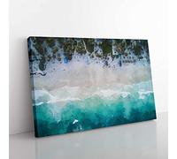 Tulum Mexico Beach Modern Art Canvas Wall Art Print Ready to Hang, Framed Picture for Living Room Bedroom Home Office Décor, 50x35 cm (20x14 Inch)