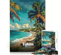 Tulum Mexico Beach Travel Poster Adult Jigsaw Puzzles1000 Pieces Smart Exercise Peaceful Recreation Accurate Edges Chic Xmas Gift (38x52cm)