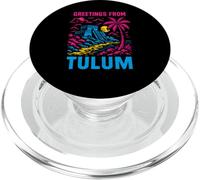 Tulum Mexico Greetings from Tulum Vintage Womens Beach Life PopSockets PopGrip for MagSafe