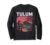 Tulum Mexico Retro Beach Travel Influencer Model Mayan Long Sleeve T-Shirt