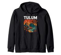 Tulum Mexico Retro Beach Travel Influencer Model Mayan Zip Hoodie