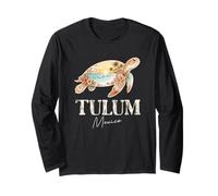 Tulum Mexico Sea Turtle Boho Beach Sunset Graphic Long Sleeve T-Shirt