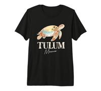 Tulum Mexico Sea Turtle Boho Beach Sunset Graphic Premium T-Shirt