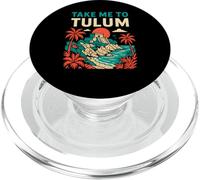 Tulum Palm Trees Take Me To Tulum Retro Womens Beach Life PopSockets PopGrip for MagSafe