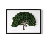 Tulup 60x40cm Living Room Decoration Living Room Gift Picture With Moss Rascal MDF Frame Black Frame - Tree On White Background