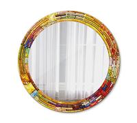Tulup Circular Wall Mirror - Ø27.56 in / 70 cm Unique Glass Print Home Decoration - Colorful Stained Glass