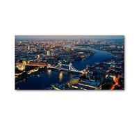 Tulup Glass Picture Wall Art - 100x50cm - Tempered Glass Decoration - Print for Living room Bedroom - Toughened Glass Image - Glass picture Wall Art - London from a bird's eye view