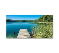 Tulup Glass Picture Wall Art - 100x50cm - Tempered Glass Decoration - Print for Living room Bedroom - Toughened Glass Image - Glass picture Wall Art - Pier at the lake