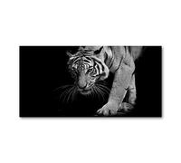 Tulup Glass Picture Wall Art - 100x50cm - Tempered Glass Decoration - Print for Living room Bedroom - Toughened Glass Image - Glass picture Wall Art - Tiger
