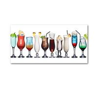 Tulup Glass Picture Wall Art - 100x50cm - Tempered Glass Decoration - Print for Living room Bedroom - Toughened Glass Image - Glass picture Wall Art - A set of drinks