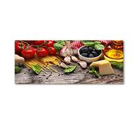 Tulup Glass Print Wall Art 125x50cm Image printed on Glass Decorative Wall Picture behind Toughened/Tempered Safety Real Glass for Kitchen & Living Room Theme:Italian food