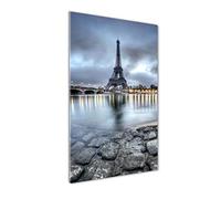 Tulup Glass Print Wall Art 60x120cm Image printed on Glass Decorative Wall Picture behind Toughened/Tempered Safety Real Glass for Kitchen & Living Room Theme: Eiffel Tower Paris