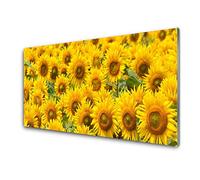 Tulup Glass Splashback for Kitchen - 39.4 in x 19.7 in / 100x50 cm - Cooker Wall Protection Tempered Glass - Sunflowers Floral