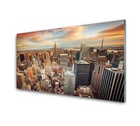 Tulup Glass Splashback for Kitchen - 39.4 in x 19.7 in / 100x50 cm - Cooker Wall Protection Tempered Glass - City Houses