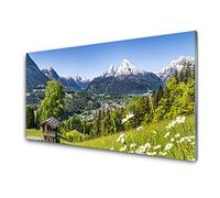 Tulup Glass Splashback for Kitchen - 39.4 in x 19.7 in / 100x50 cm - Cooker Wall Protection Tempered Glass - Mountain Fields Nature