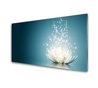 Tulup Glass Splashback for Kitchen - 39.4 in x 19.7 in / 100x50 cm - Cooker Wall Protection Tempered Glass - Lotus Blossom Flower Floral