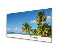 Tulup Glass Splashback for Kitchen - 39.4 in x 19.7 in / 100x50 cm - Cooker Wall Protection Tempered Glass - Beach Palm Trees Landscape