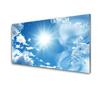 Tulup Glass Splashback for Kitchen - 39.4 in x 19.7 in / 100x50 cm - Cooker Wall Protection Tempered Glass - Heaven Sun Landscape