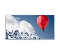 Tulup Glass Splashback for Kitchen - 47.3 in x 23.6 in / 120x60 cm - Cooker Wall Protection Tempered Glass - Hot Air Ballon Mountain Snow Art