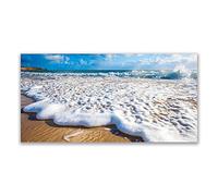 Tulup Glass Splashback for Kitchen - 47.3 in x 23.6 in / 120x60 cm - Cooker Wall Protection Tempered Glass - Beach Cliff Sea Sand Nature