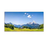 Tulup Glass Splashback for Kitchen - 47.3 in x 23.6 in / 120x60 cm - Cooker Wall Protection Tempered Glass - Fields Trees Mountains Landscape