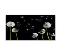 Tulup Glass Splashback for Kitchen - 47.3 in x 23.6 in / 120x60 cm - Cooker Wall Protection Tempered Glass - Dandelions Floral