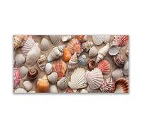 Tulup Glass Splashback for Kitchen - 47.3 in x 23.6 in / 120x60 cm - Cooker Wall Protection Tempered Glass - Shellfish Art