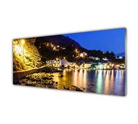 Tulup Glass Splashback for Kitchen - 49.2 in x 19.7 in / 125x50 cm - Cooker Wall Protection Tempered Glass - Mountain Beach Landscape