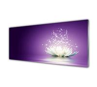 Tulup Glass Splashback for Kitchen - 49.2 in x 19.7 in / 125x50 cm - Cooker Wall Protection Tempered Glass - Lotus Floral