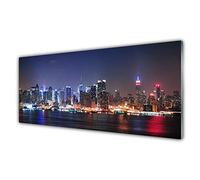 Tulup Glass Splashback for Kitchen - 49.2 in x 19.7 in / 125x50 cm - Cooker Wall Protection Tempered Glass - City Skyscrapers Houses