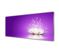 Tulup Glass Splashback for Kitchen - 49.2 in x 19.7 in / 125x50 cm - Cooker Wall Protection Tempered Glass - Lotus Flower Floral