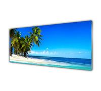 Tulup Glass Splashback for Kitchen - 49.2 in x 19.7 in / 125x50 cm - Cooker Wall Protection Tempered Glass - Palm Trees Beach Sea Landscape
