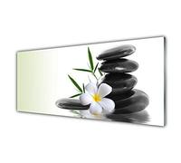 Tulup Glass Splashback for Kitchen - 49.2 in x 19.7 in / 125x50 cm - Cooker Wall Protection Tempered Glass - Flower Stones Art