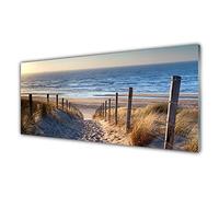 Tulup Glass Splashback for Kitchen - 49.2 in x 19.7 in / 125x50 cm - Cooker Wall Protection Tempered Glass - Beach Footpath Landscape