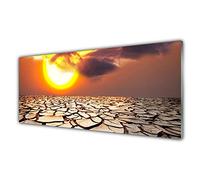 Tulup Glass Splashback for Kitchen - 49.2 in x 19.7 in / 125x50 cm - Cooker Wall Protection Tempered Glass - Sun Desert Landscape