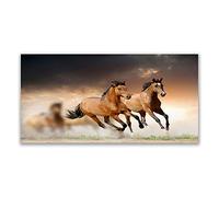 Tulup Glass Splashback for Kitchen - 55.1 in x 27.6 in / 140x70 cm - Cooker Wall Protection Tempered Glass - Horses Animals