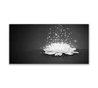 Tulup Glass Splashback for Kitchen - 55.1 in x 27.6 in / 140x70 cm - Cooker Wall Protection Tempered Glass - Flower Floral