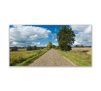 Tulup Glass Splashback for Kitchen - 55.1 in x 27.6 in / 140x70 cm - Cooker Wall Protection Tempered Glass - Country Road Pavement Landscape