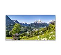 Tulup Glass Splashback for Kitchen - 55.1 in x 27.6 in / 140x70 cm - Cooker Wall Protection Tempered Glass - Mountain Fields Nature