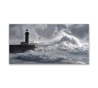 Tulup Glass Splashback for Kitchen - 55.1 in x 27.6 in / 140x70 cm - Cooker Wall Protection Tempered Glass - Lighthouse Lake Sea Nature