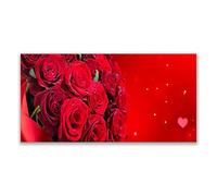 Tulup Glass Splashback for Kitchen - 55.1 in x 27.6 in / 140x70 cm - Cooker Wall Protection Tempered Glass - Roses Floral