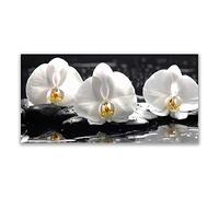 Tulup Glass Splashback for Kitchen - 55.1 in x 27.6 in / 140x70 cm - Cooker Wall Protection Tempered Glass - Flower Stones Floral